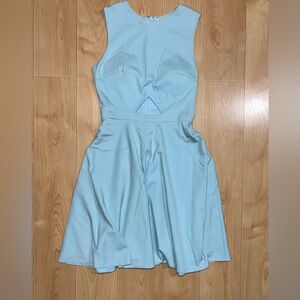 Chic Light Blue Sleeveless Mini Dress